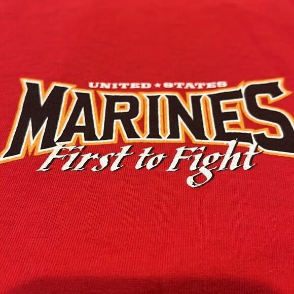 Black Ink Design Marines First to fight, Last to leave graphic t-shirt, size XXL - Picture 2 of 5